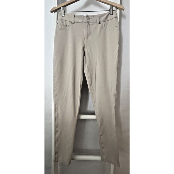 INC Womens Pants Tapered Leg 5 Pocket Knit US 6 Off White Mid Rise Flat Front EC - Picture 14 of 14